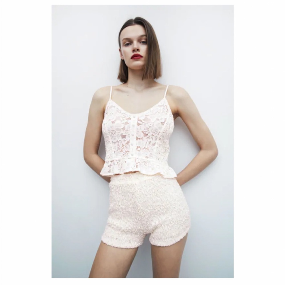 Zara white lace shorts